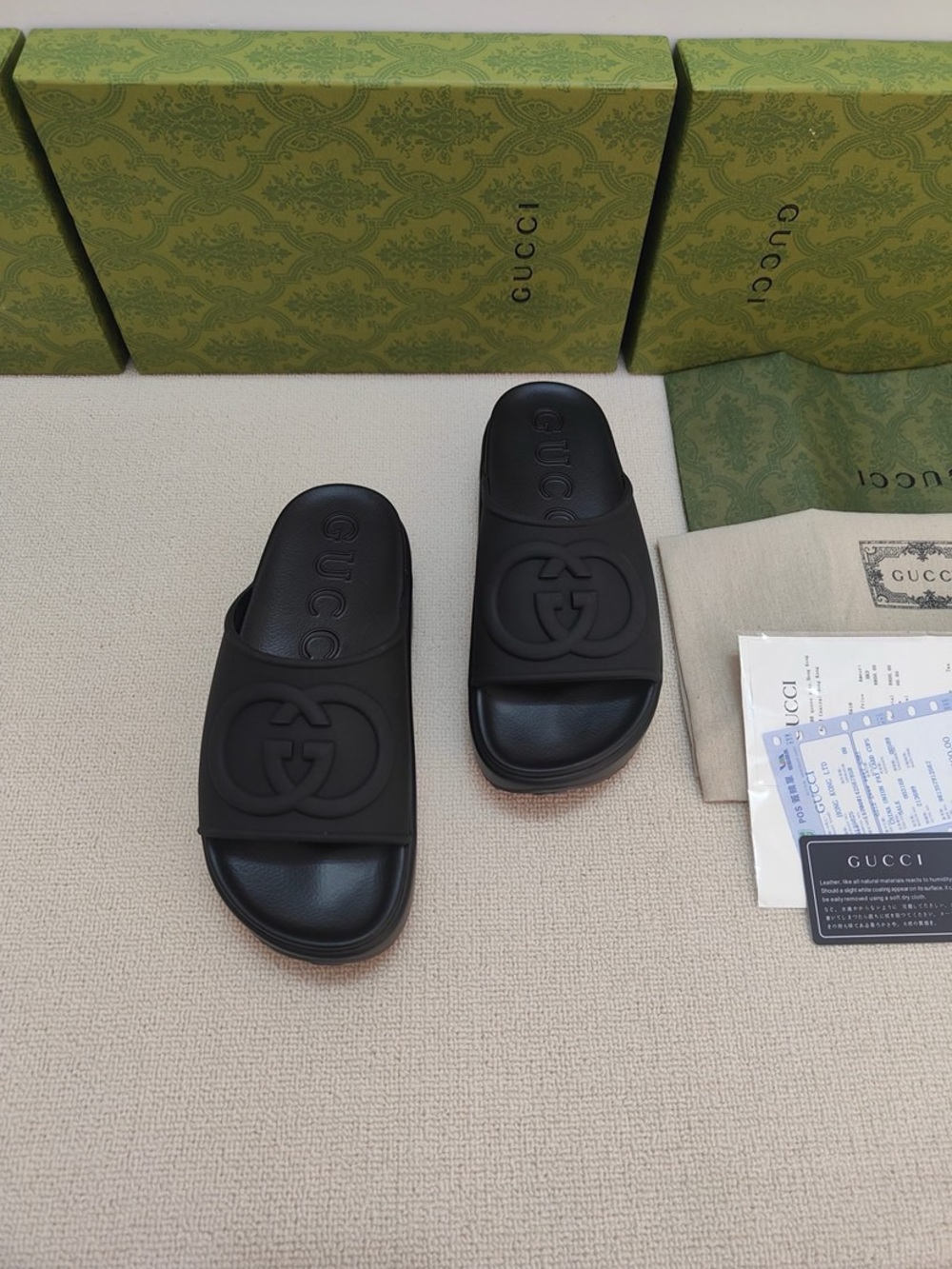 Gucci Women’s Black Logo Platform Slides